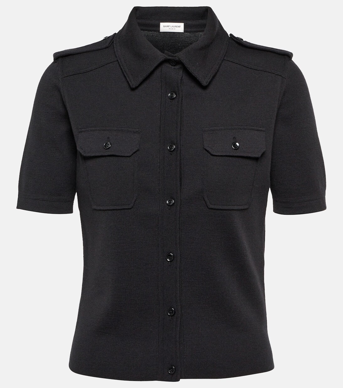 

Шерсть и хлопок топ SAINT LAURENT, черный