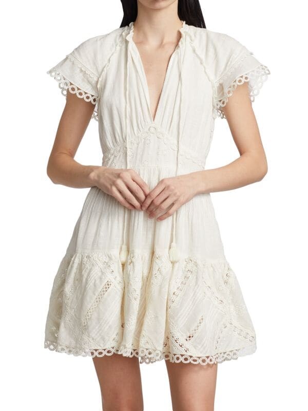 

Мини - Платье Хлопковое HEMANT & NANDITA с вышивкой, off white