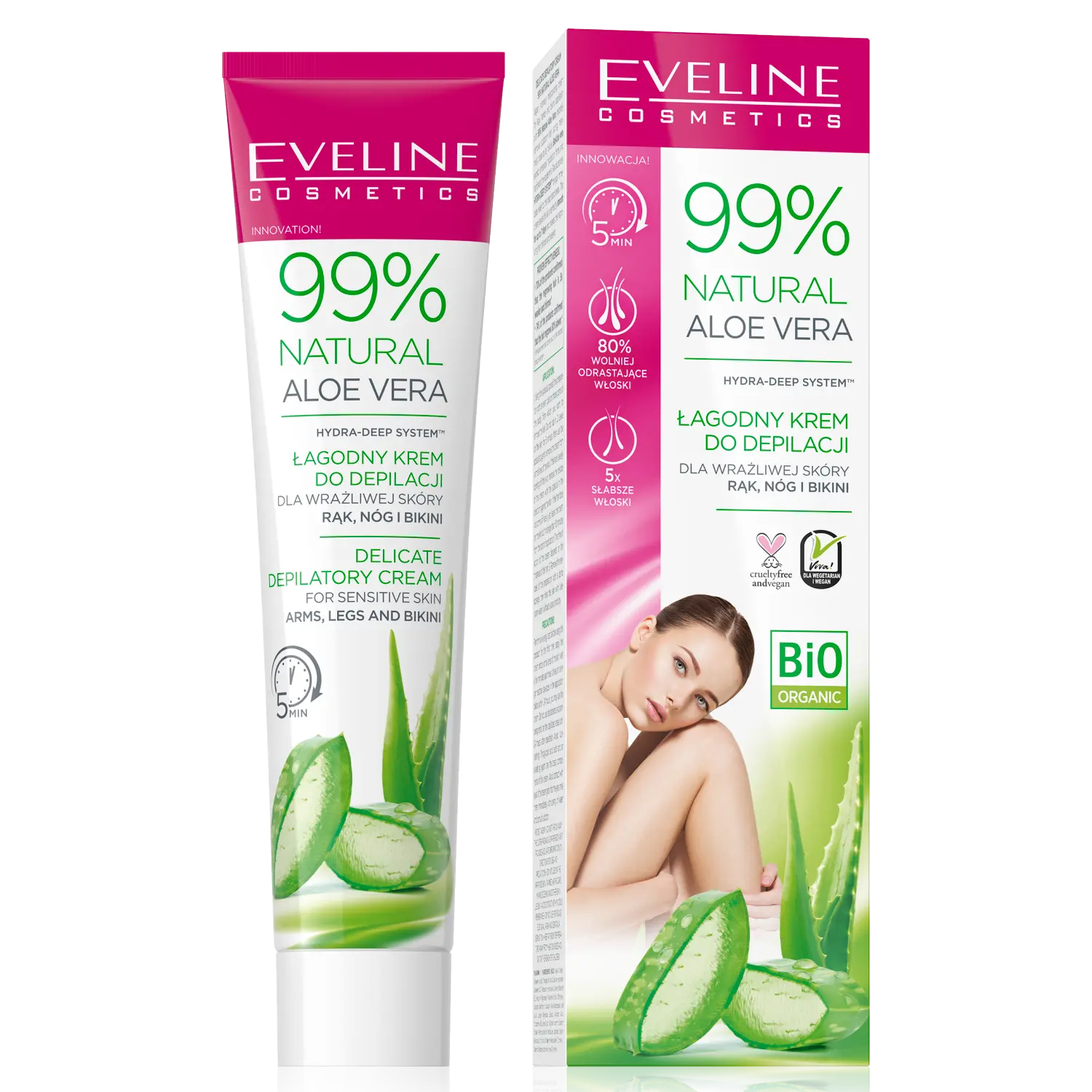 

Eveline Cosmetics Aloe Vera крем для депиляции рук, ног и зоны бикини, 125 мл