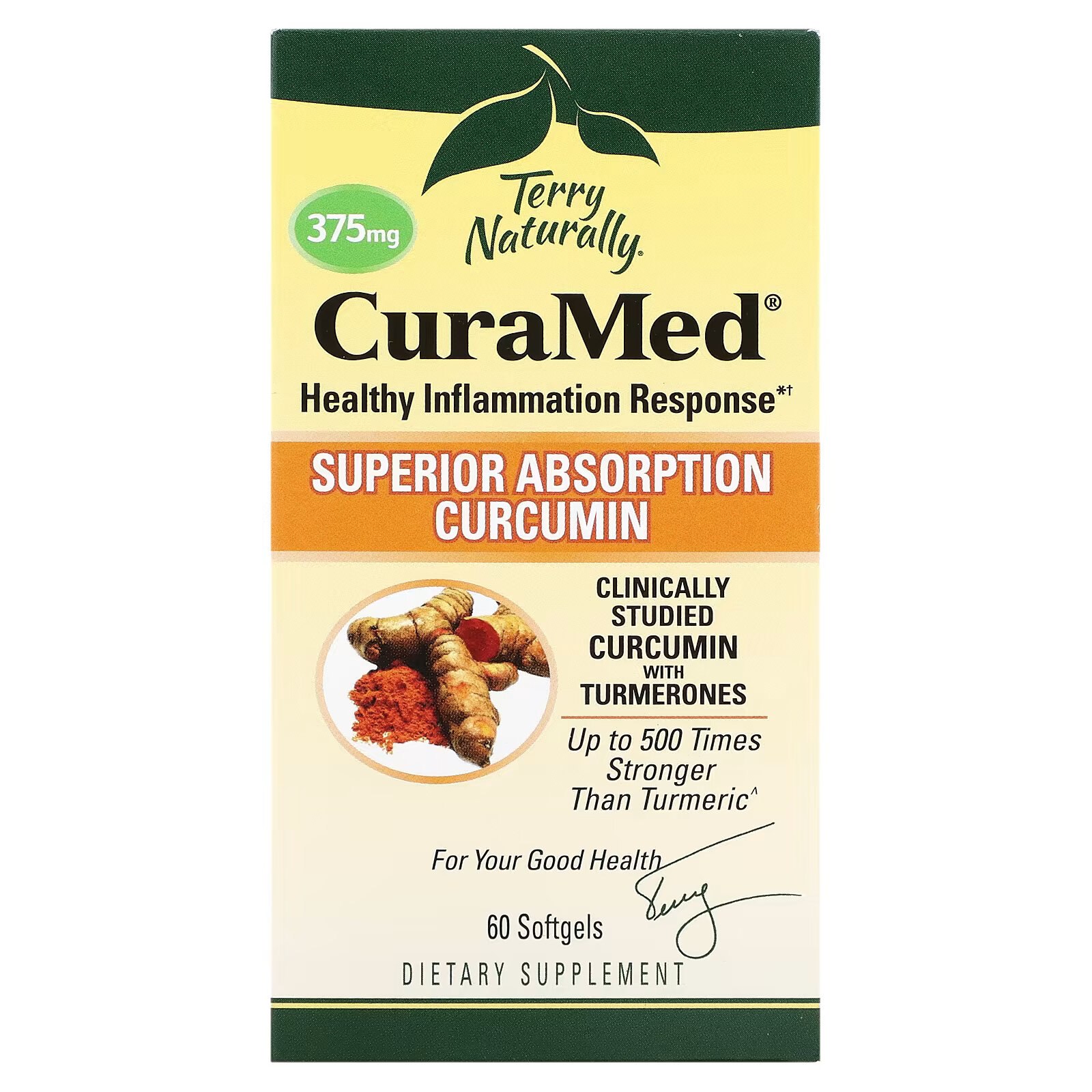цена Terry Naturally, Terry Naturally, CuraMed, 375 мг, 60 желатиновых капсулы
