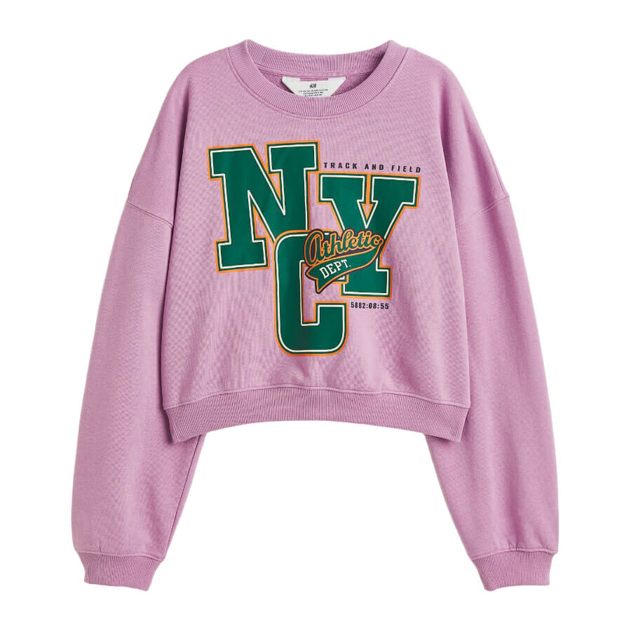 

Свитшот H&M NYC Oversized, светло-фиолетовый