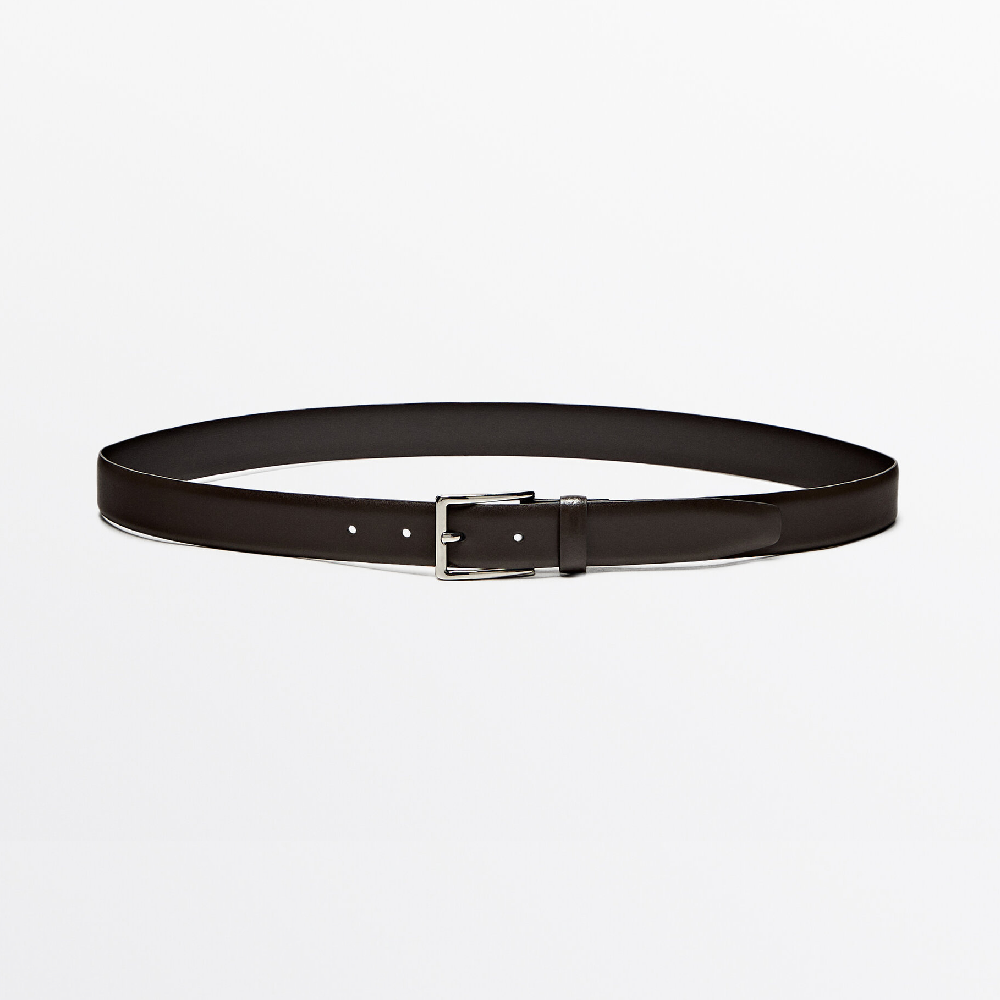 Ремень Massimo Dutti Nappa Leather, коричневый ремень massimo dutti leather belt thin limited edition чёрный