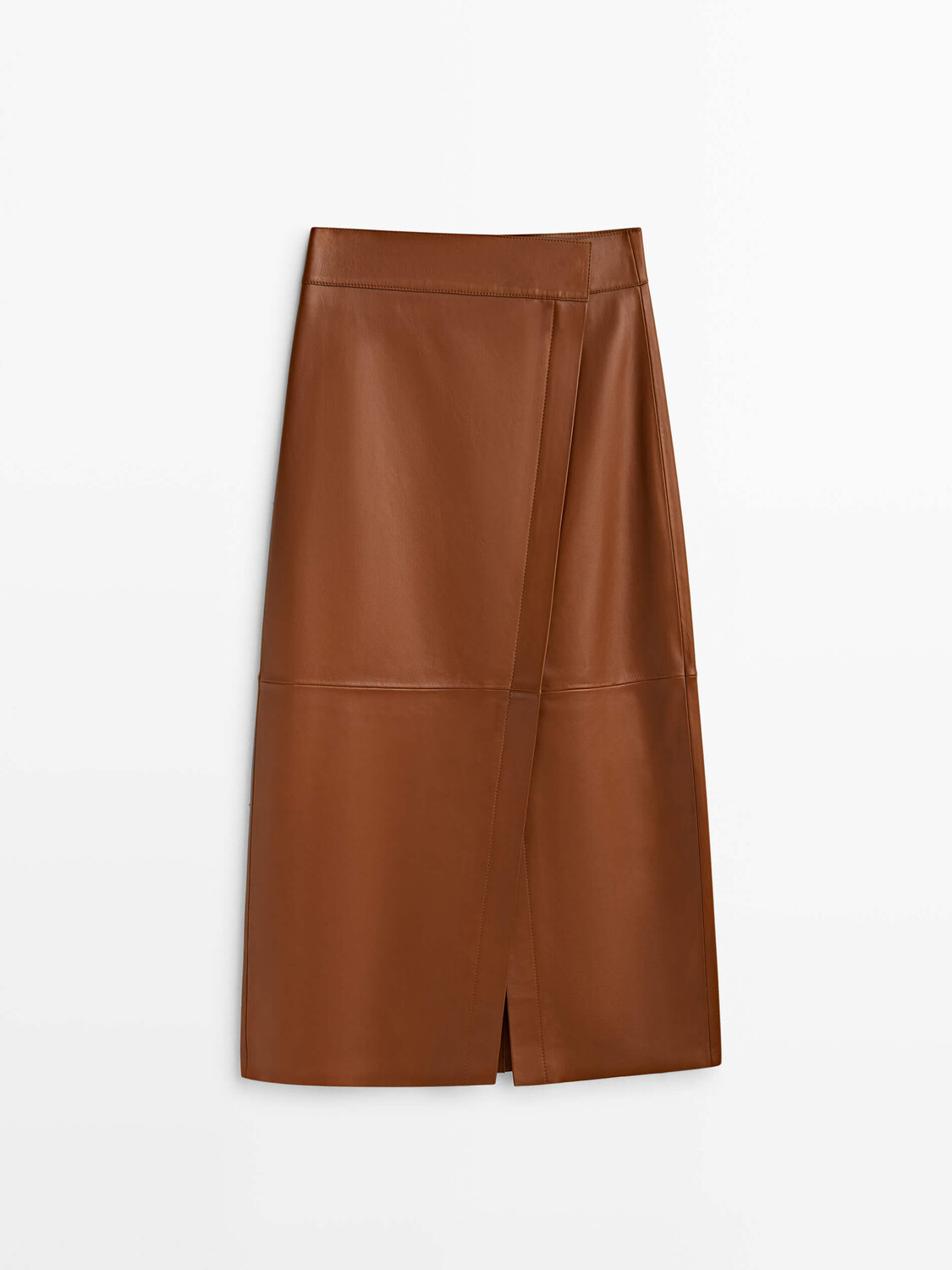 

Юбка Massimo Dutti Nappa Leather Midi Pencil, коричневый