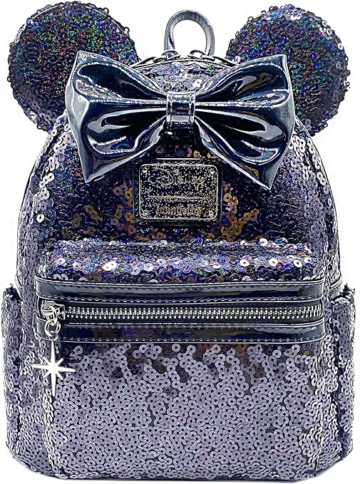 Эксклюзивный черный мини-рюкзак Минни с голографическими пайетками Loungefly X LASR Disney Celestial Dreams рюкзак прямоугольный кики с пайетками 1 48