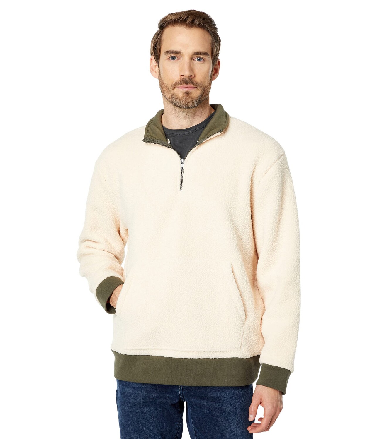 

Пуловер Madewell, Kingwhale 1/4 Zip Pullover - Color-Block, Белый