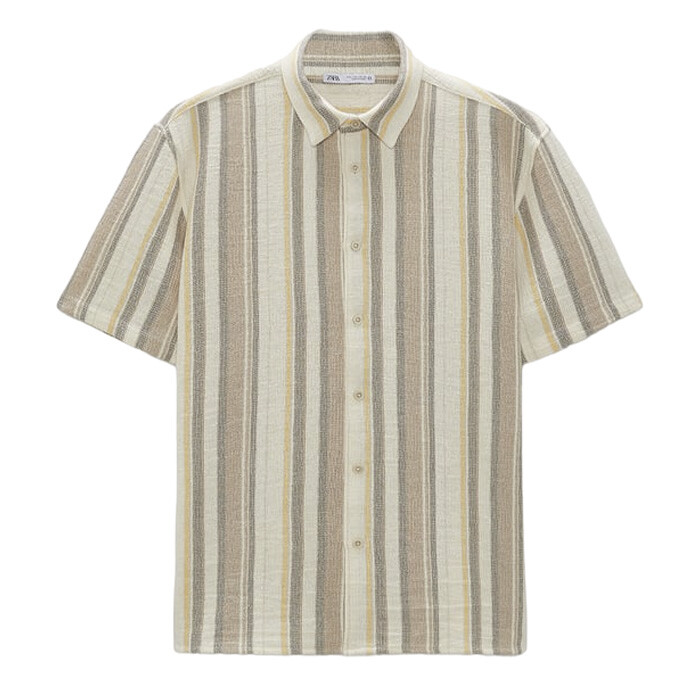 

Рубашка Zara Striped Textured, бежевый