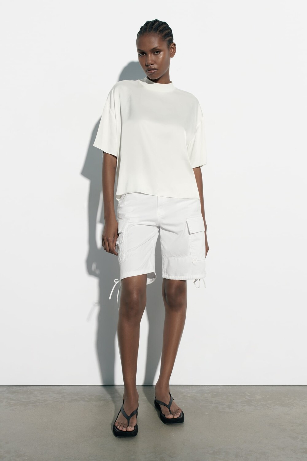 

Сатиновый топ ZARA, белый