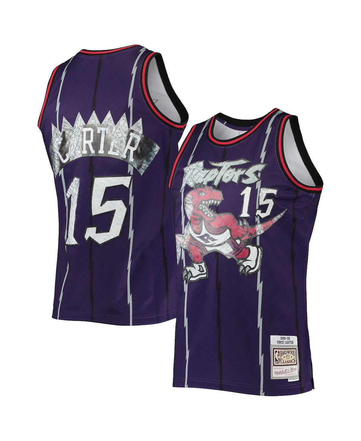 Мужская vince carter purple toronto raptors 1998-99 hardwood classics 75th anniversary diamond swingman jersey Mitchell & Ness, фиолетовый