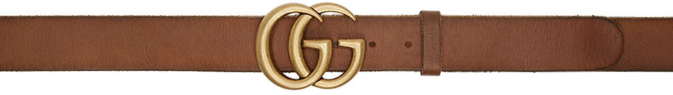 

Коричневый кожаный ремень с двумя ремешками G Gucci