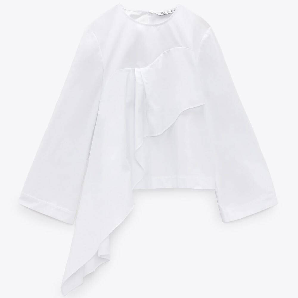 

Блузка Zara Asymmetric Poplin, белый
