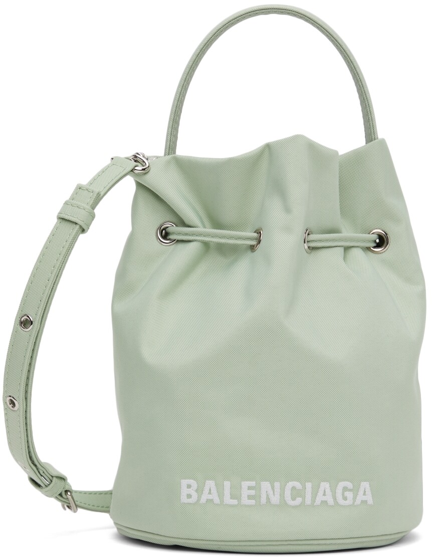 

Зеленая сумка-ведро XS с кулиской на колесиках Balenciaga