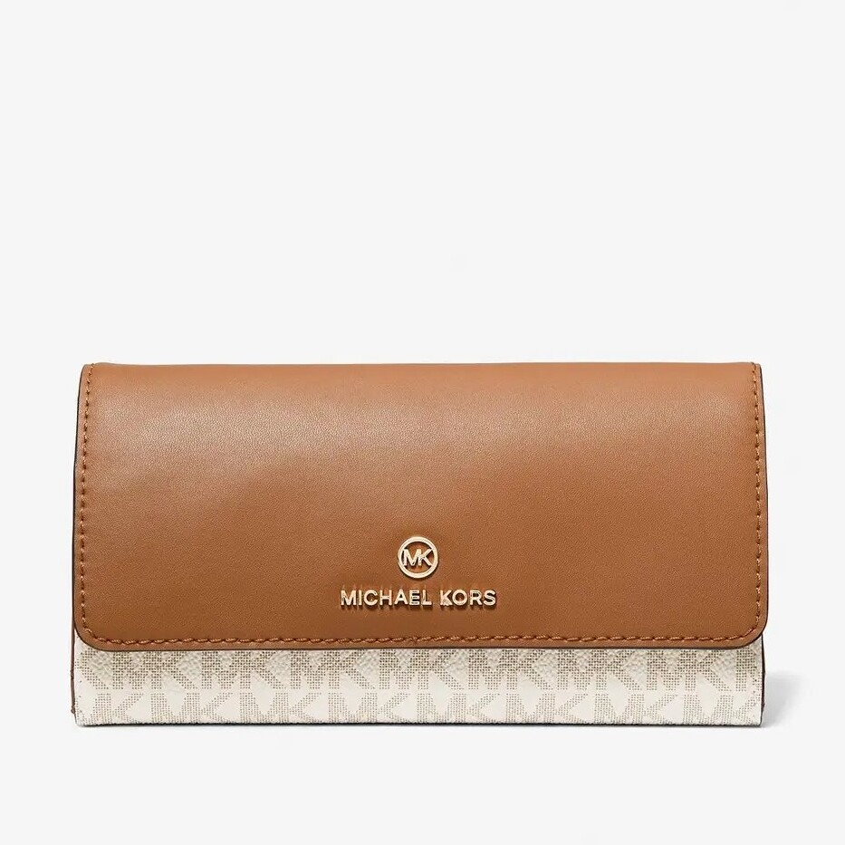 

Кошелек Michael Michael Kors Large Logo and Leather Tri-Fold, коричневый/кремовый