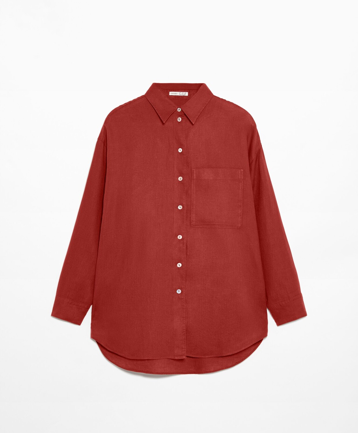 Рубашка Oysho Linen Long Sleeved, ярко-оранжевый рубашка uniqlo premium linen long sleeved черный