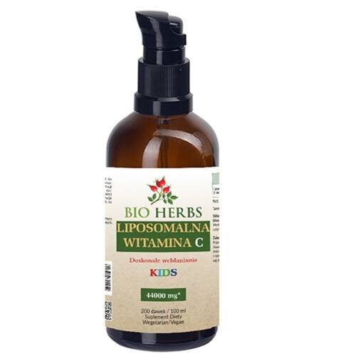 

Bio Herbs, Липосомальный витамин С для детей, 44000 мг, 200 доз, иммунитет, 100 мл