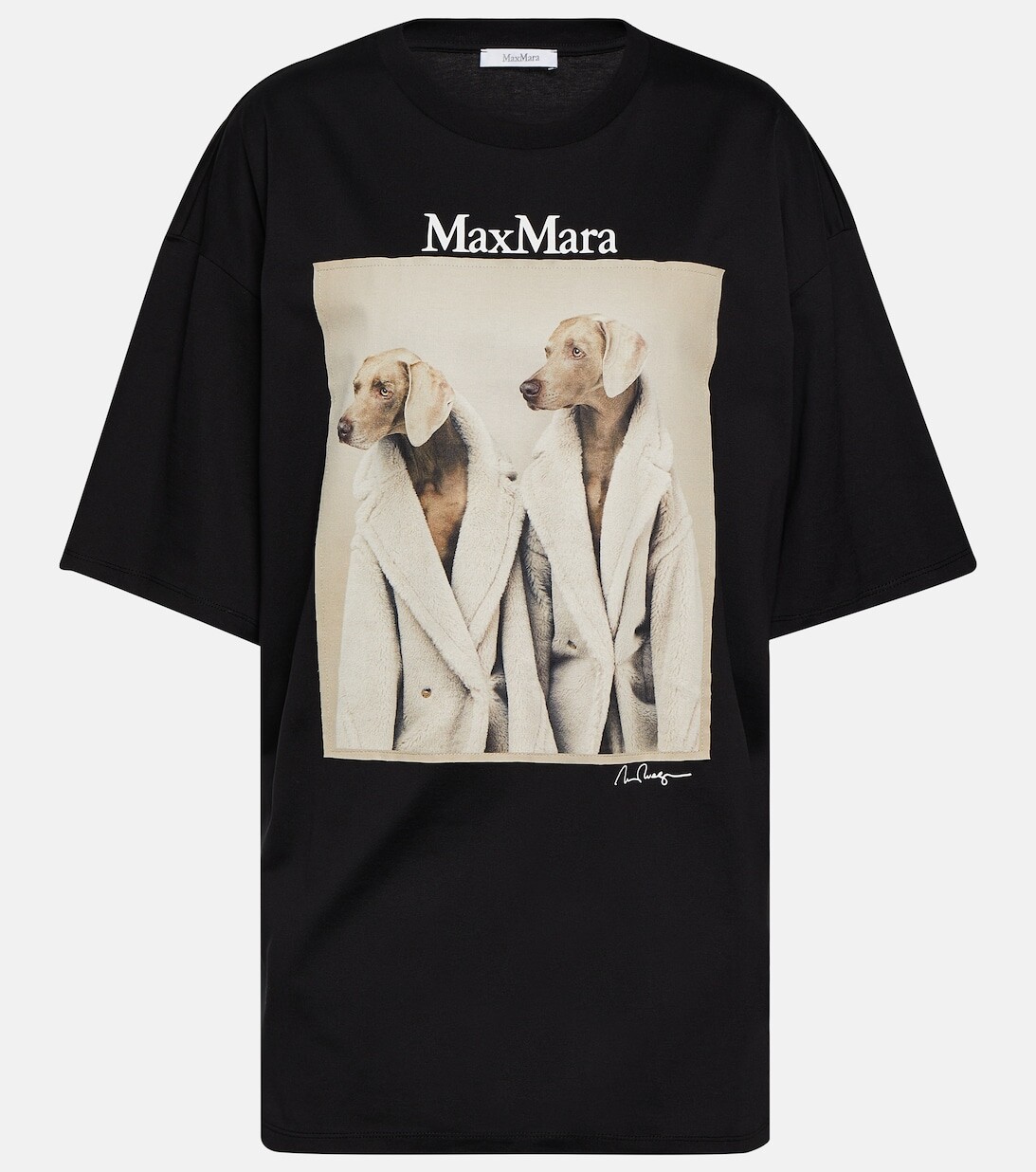 

Хлопковая футболка с принтом MAX MARA, черный