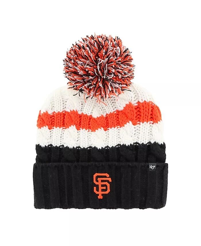 

Женская бело-черная вязаная шапка San Francisco Giants Ashfield с манжетами и помпоном '47 Brand, белый