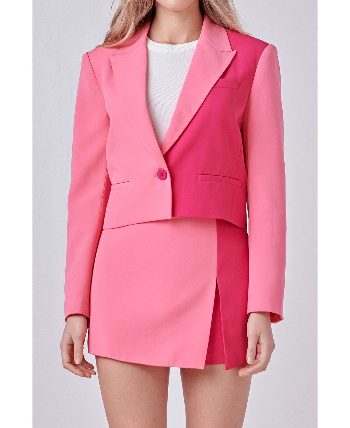 Женский короткий пиджак с цветными блоками endless rose