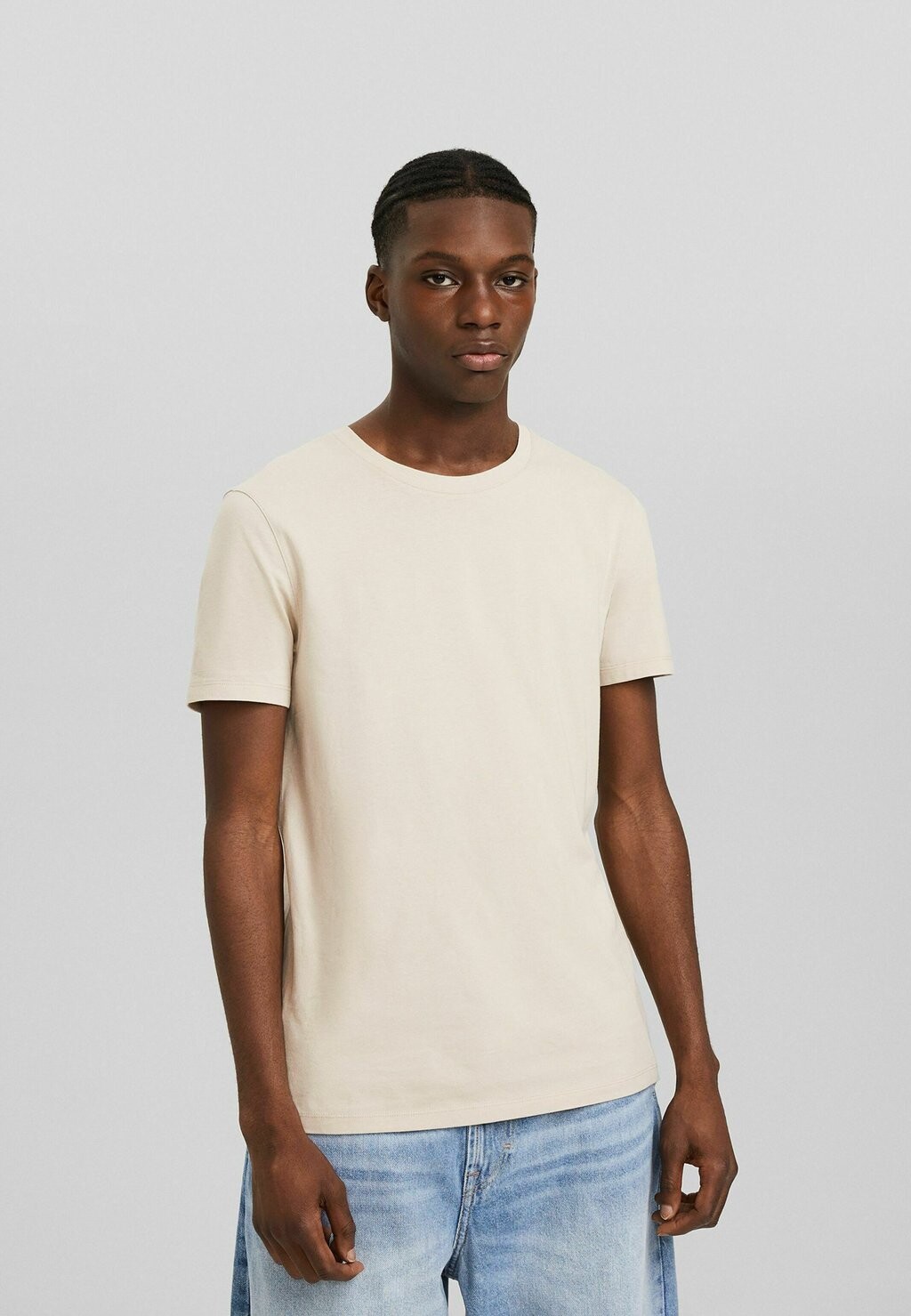 Базовая футболка Short Sleeve Bershka, цвет camel