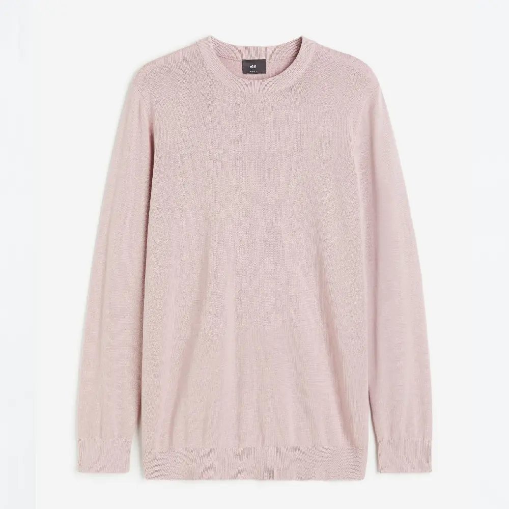 

Свитер H&M Slim Fit Fine-knit Cotton, розовый