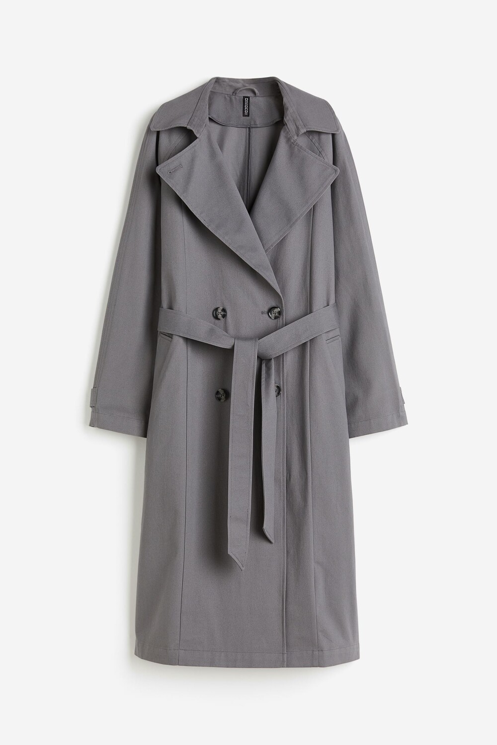 

Тренч H&M Cotton Twill, темно-серый