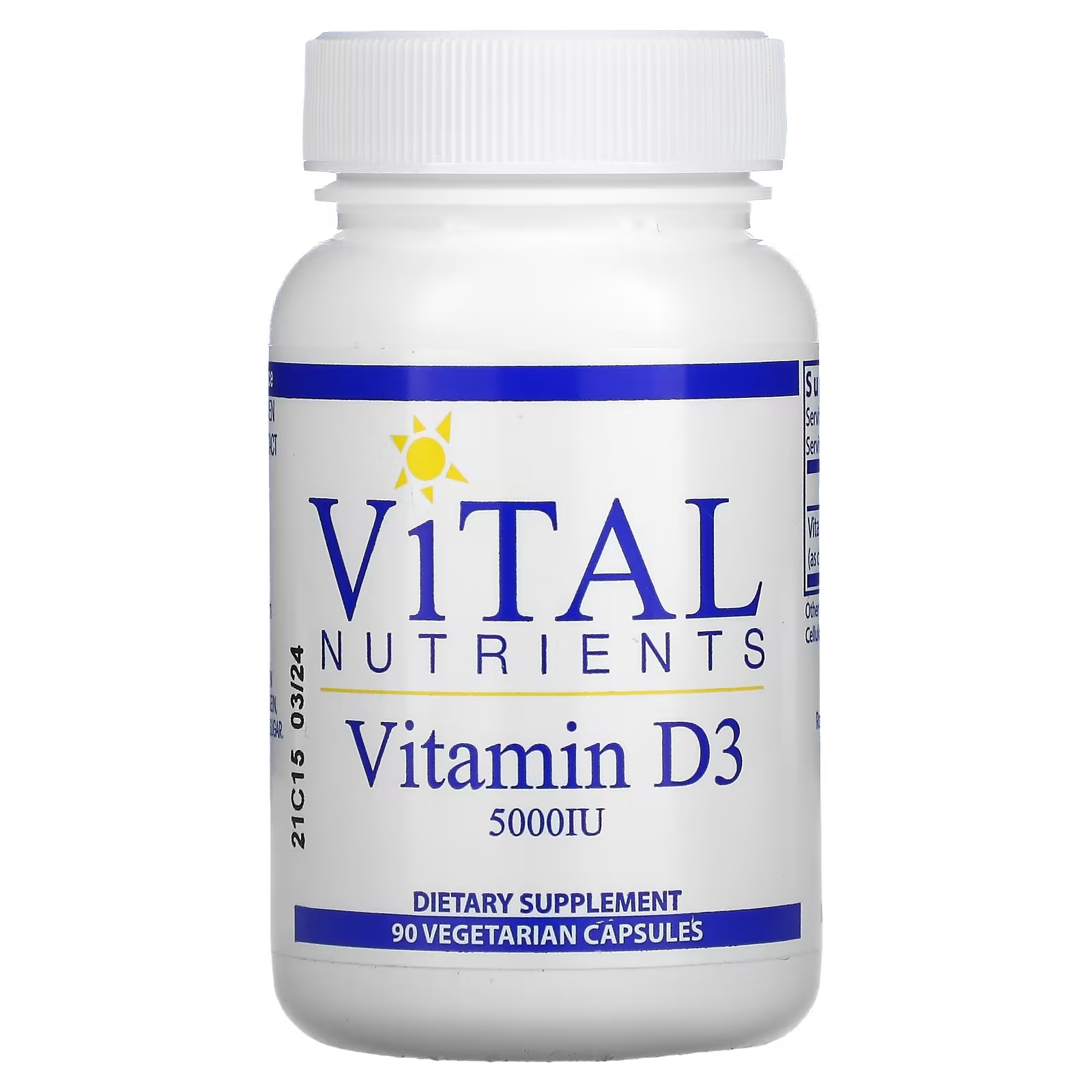Vital Nutrients Витамин D3 5000 МЕ, 90 вегетарианских капсул витамин d3 thorne supplement 5000 ме 90 капсул