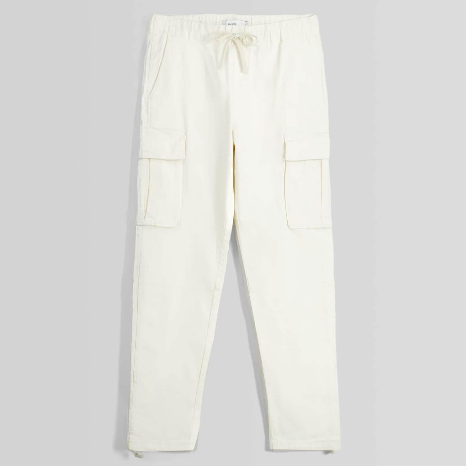 Брюки Bershka Cotton Cargo, белый белые атласные брюки карго прямого кроя jdy