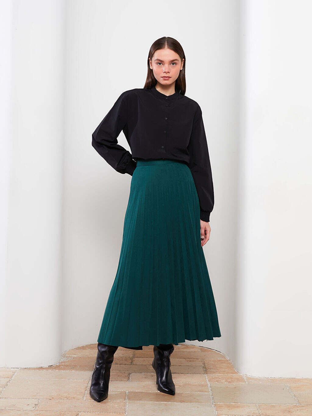 

Женская плиссированная юбка с поясом на молнии LCW Modest