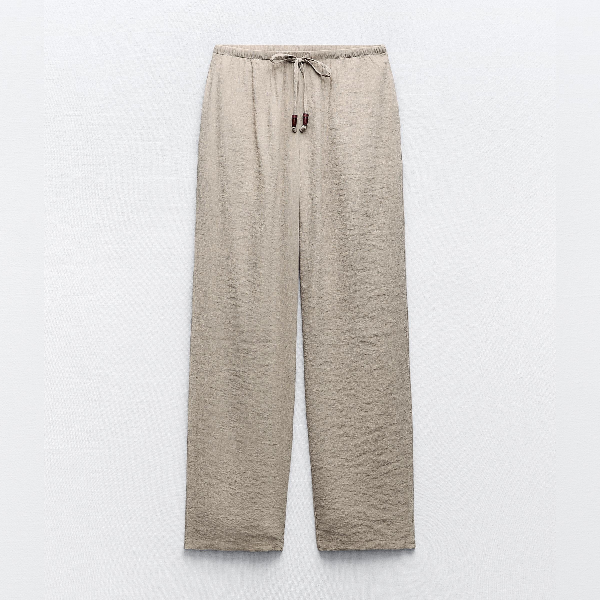 широкие брюки с эластичным поясом 1811 eighteen one one Брюки Zara Wide-leg Long Length, светло-бежевый