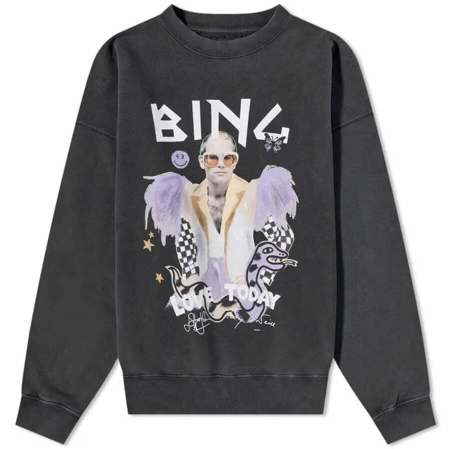 Свитшот Anine Bing Elton John Logo Harvey Crew, черный – заказать по  выгодной цене из-за рубежа в «CDEK.Shopping»