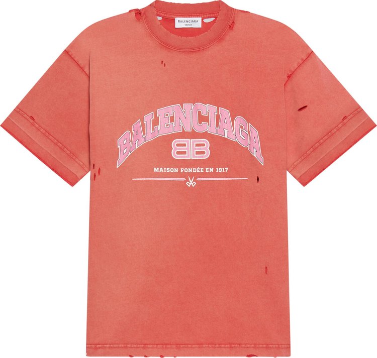 Футболка Balenciaga Medium Fit T-Shirt 'Cardi Red/Orange/White', красный - фото