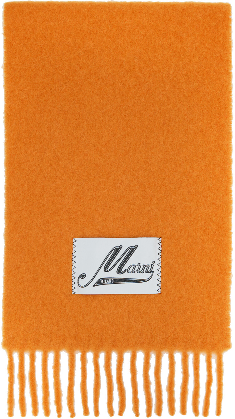 

Оранжевый шарф с бахромой Marni