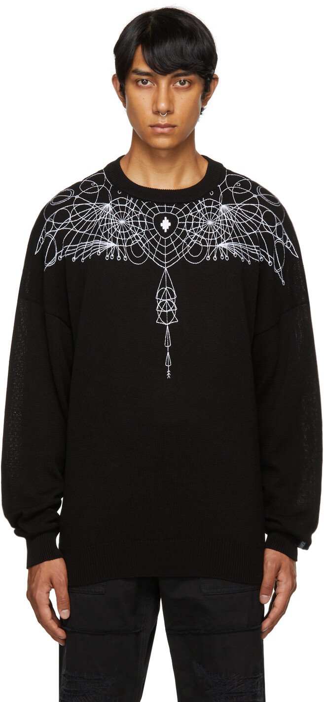

Черный свитер с вышитыми крыльями Marcelo Burlon County of Milan