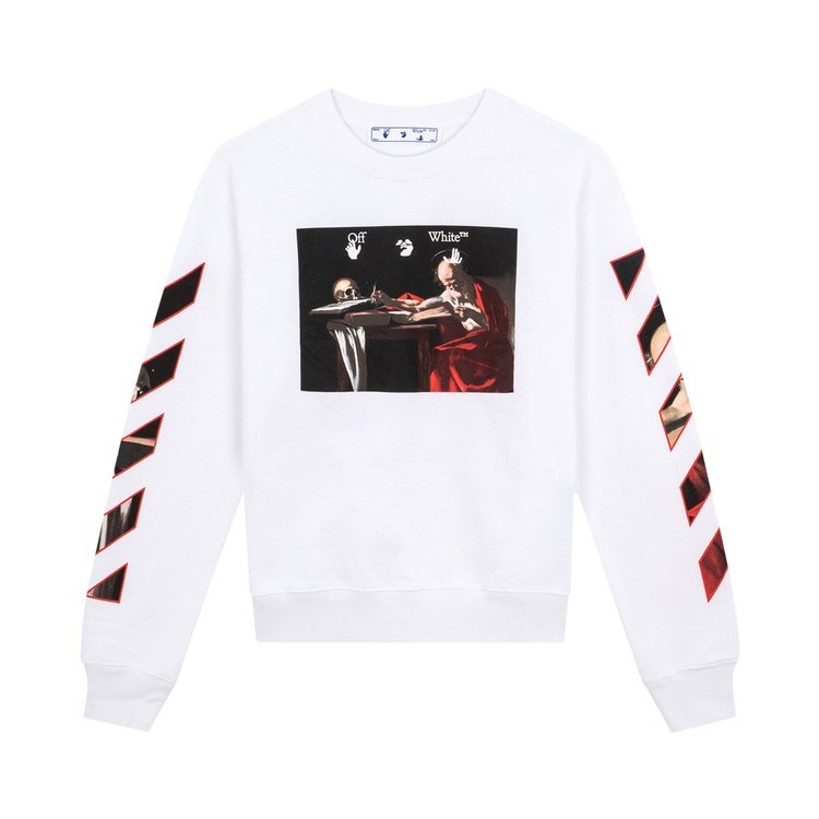 Толстовка Off-White Caravaggio Slim Crewneck 'White/Red', белый - фото