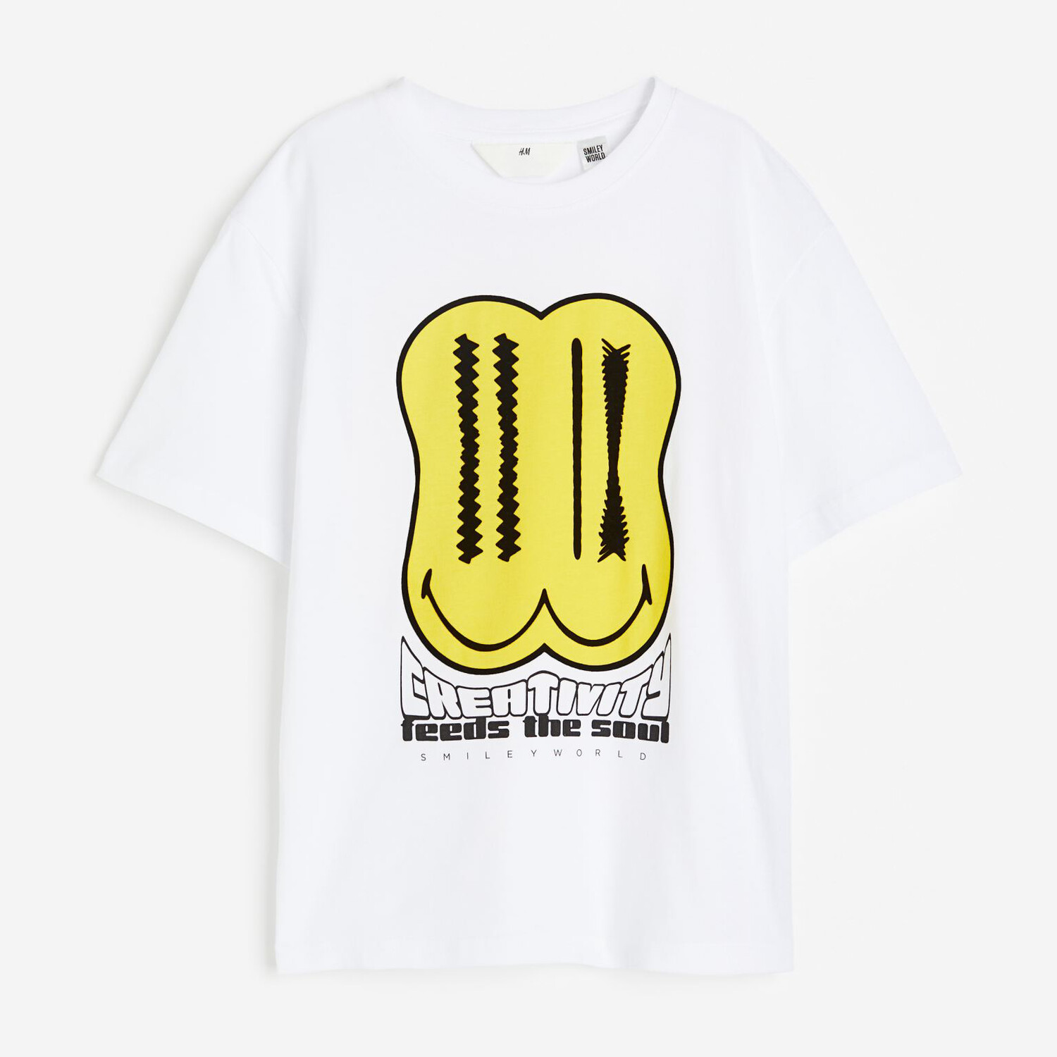 

Футболка с принтом H&M SmileyWorld, белый/желтый/черный