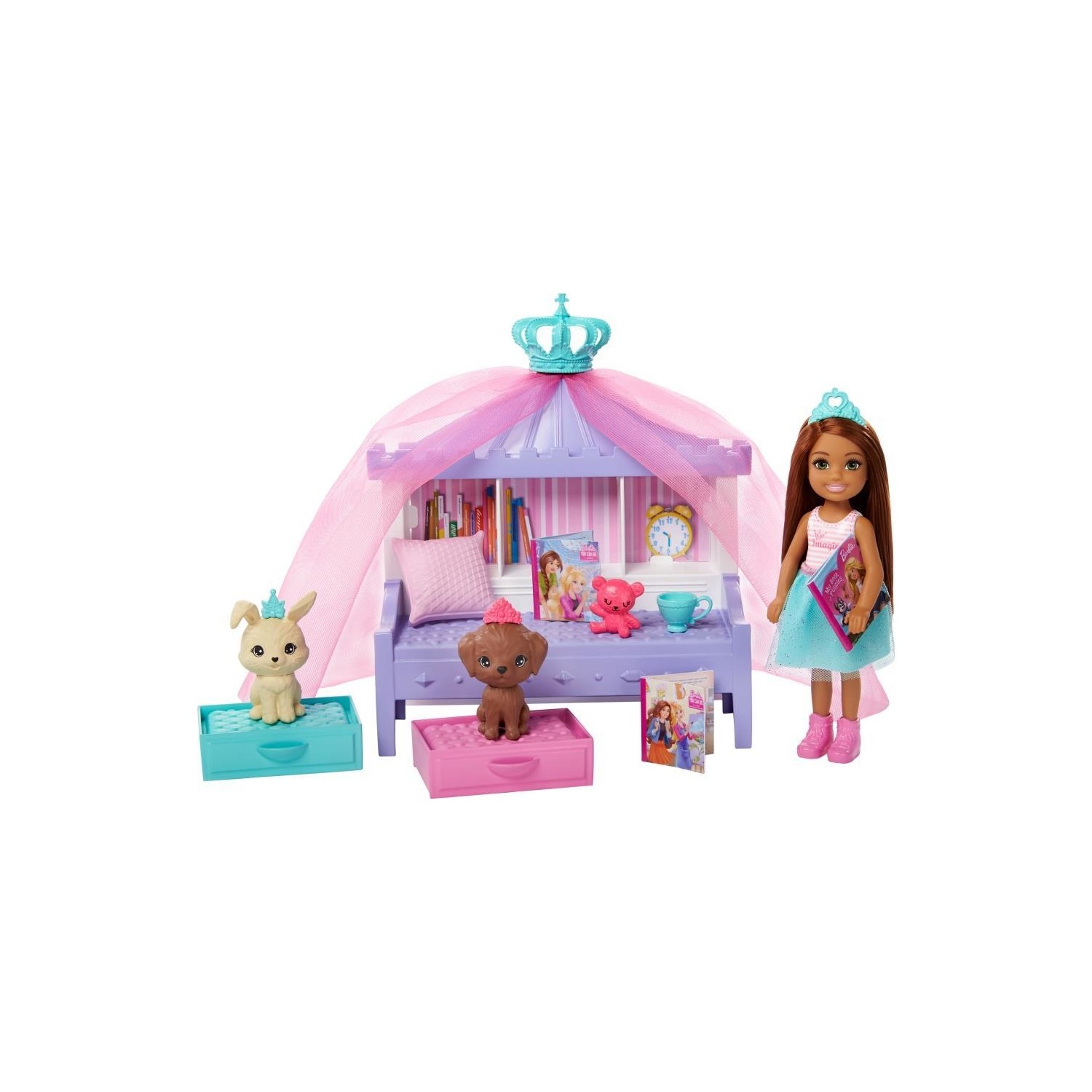 Игровой набор Barbie принцесса Челси с питомцами GML72-GML74 кукла mattel barbie с ховербордом 29 см