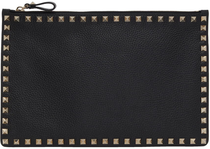 

Черный большой плоский клатч Rockstud Valentino Garavani