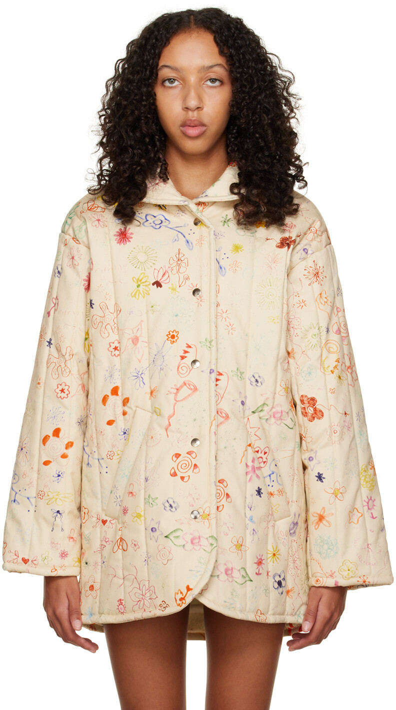 

Эксклюзивная джинсовая куртка SSENSE Off-White Doodle Mania Collina Strada, Серый
