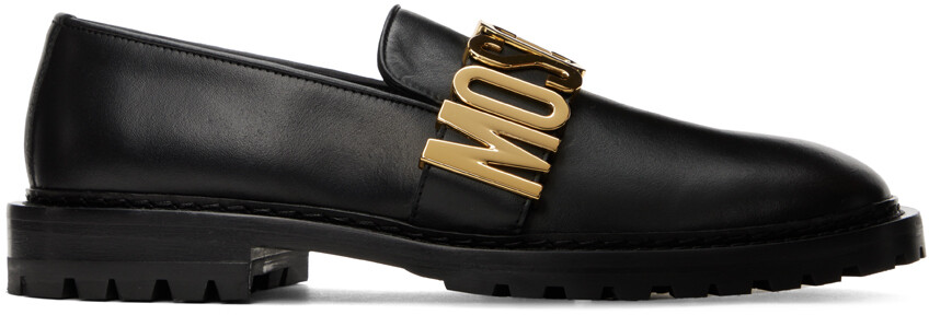 

Черные лоферы с надписью Moschino