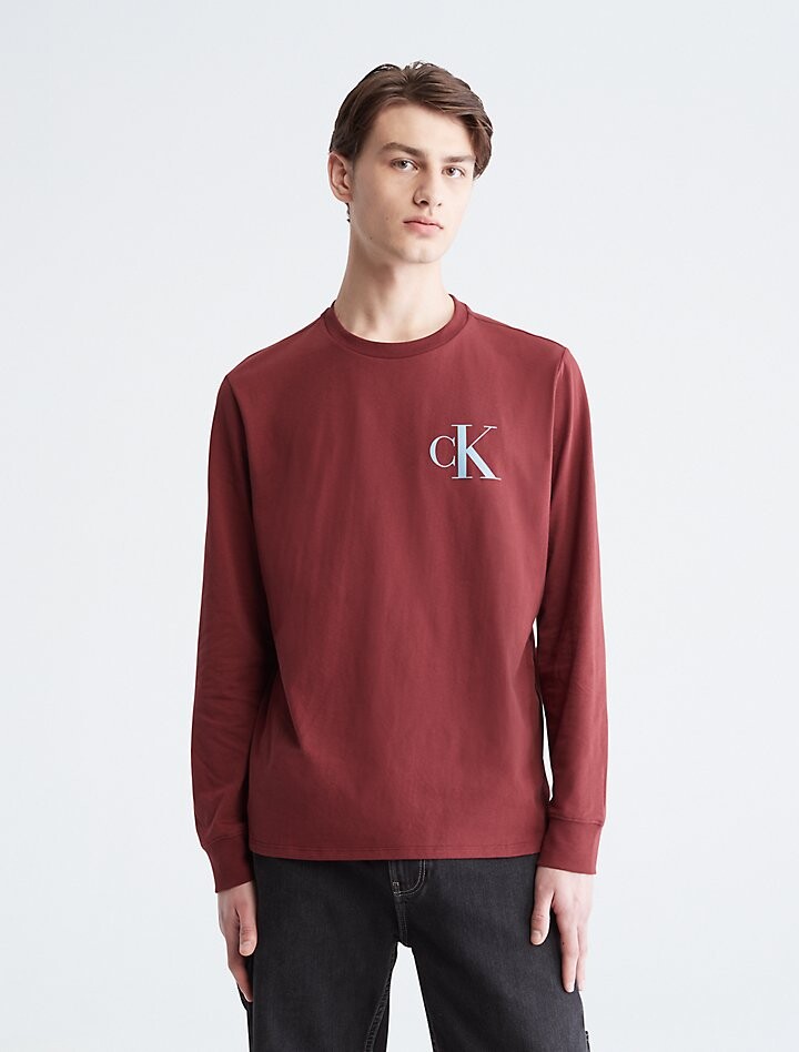 

Футболка с круглым вырезом и длинными рукавами Bold Monogram Logo Calvin Klein, Коричневый