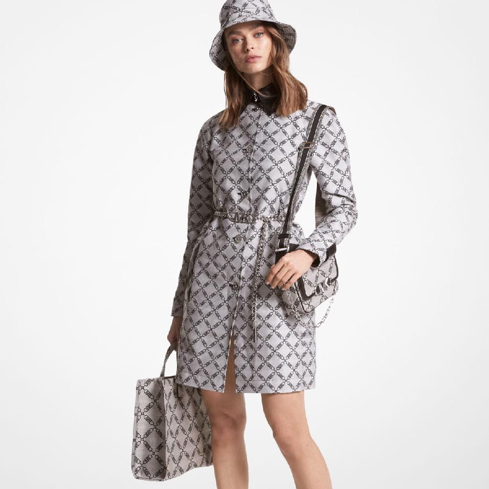 

Пальто Michael Kors Empire Logo Jacquard Trench, черный/серый