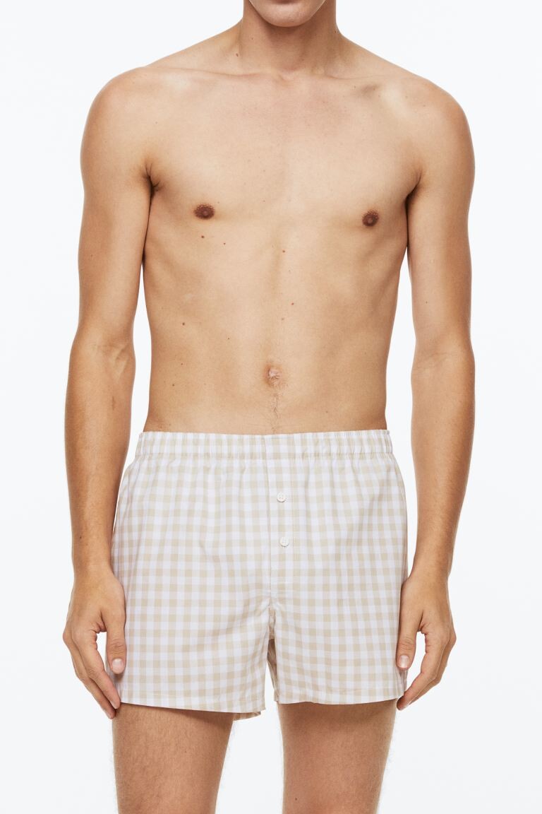 

Комплект из 5 боксеров из хлопчатобумажной ткани H&M, бежевый/клетчатый