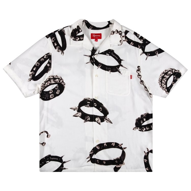

Рубашка Supreme Studded Collars Rayon Short-Sleeve Shirt 'White', белый
