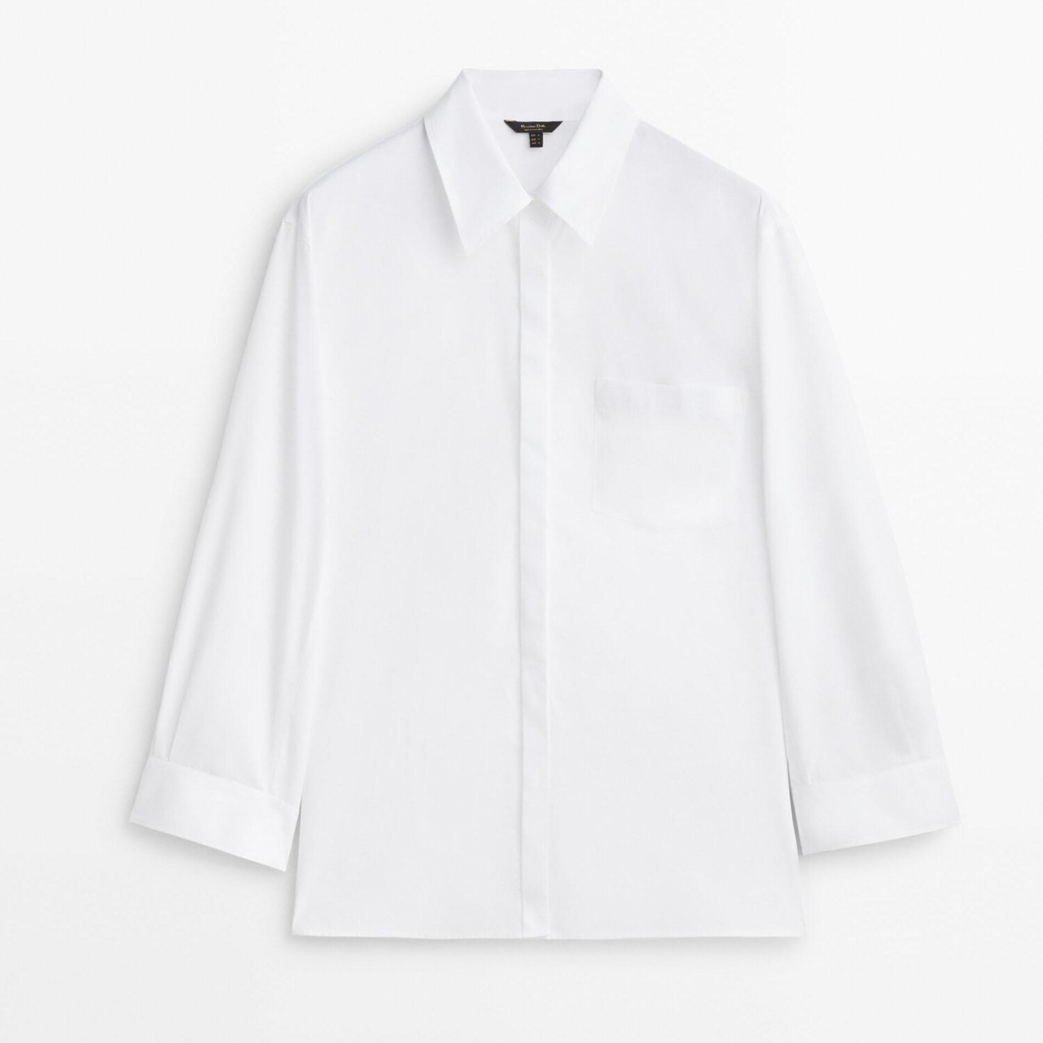 

Рубашка Massimo Dutti Poplin With Cuff Detailing, белый