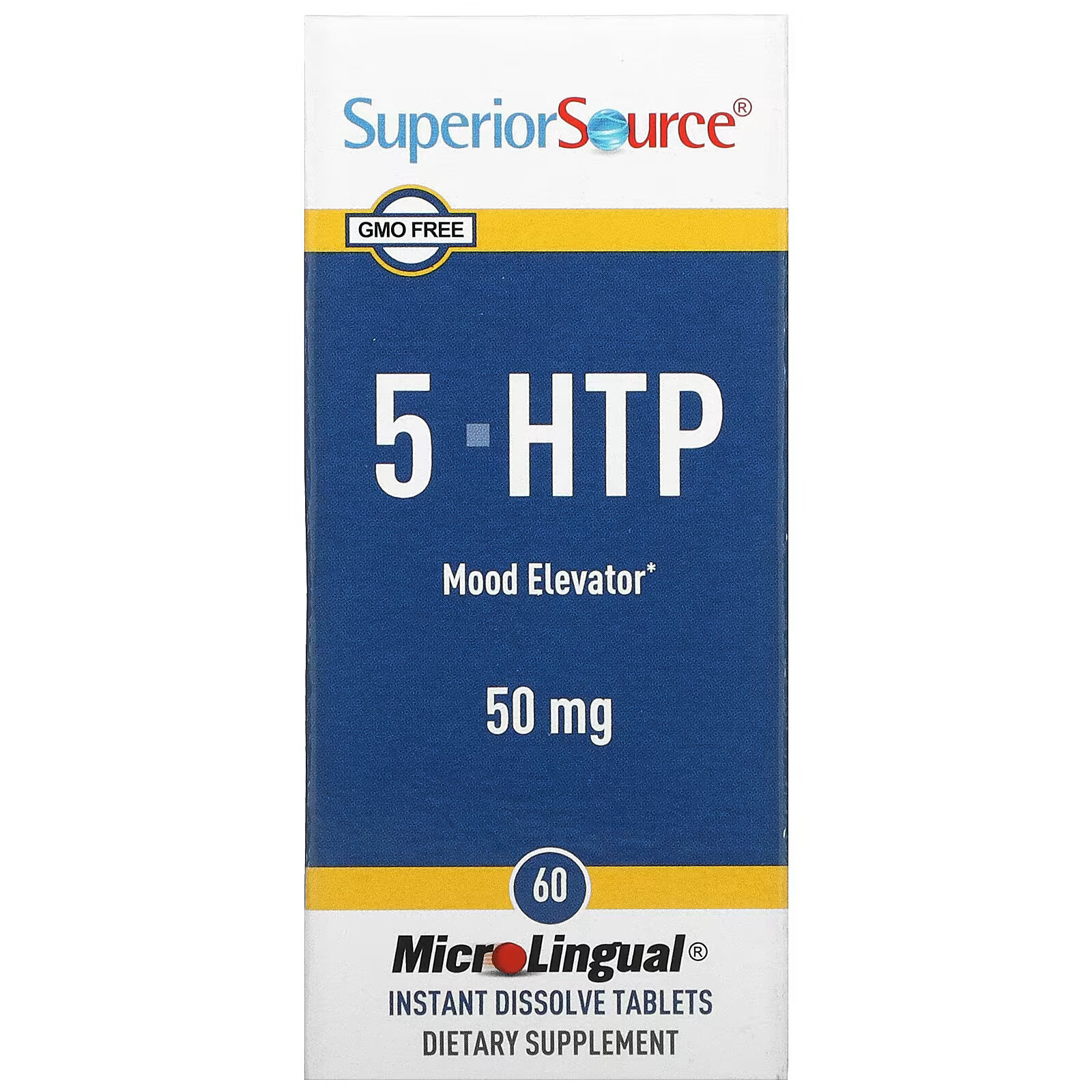 Superior Source, 5-HTP (5-гидрокситриптофан), 50 мг, 60 быстрорастворимых таблеток MicroLingual