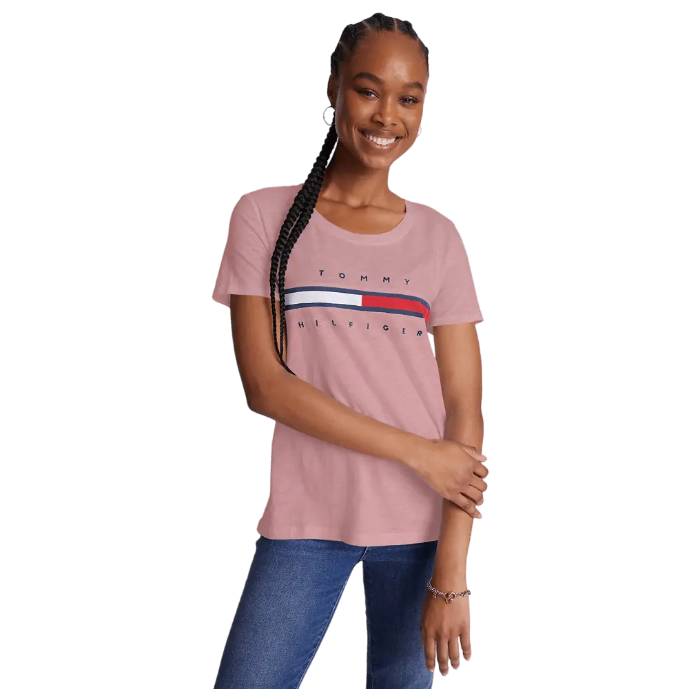 

Футболка Tommy Hilfiger Flag Stripe Logo, розовый