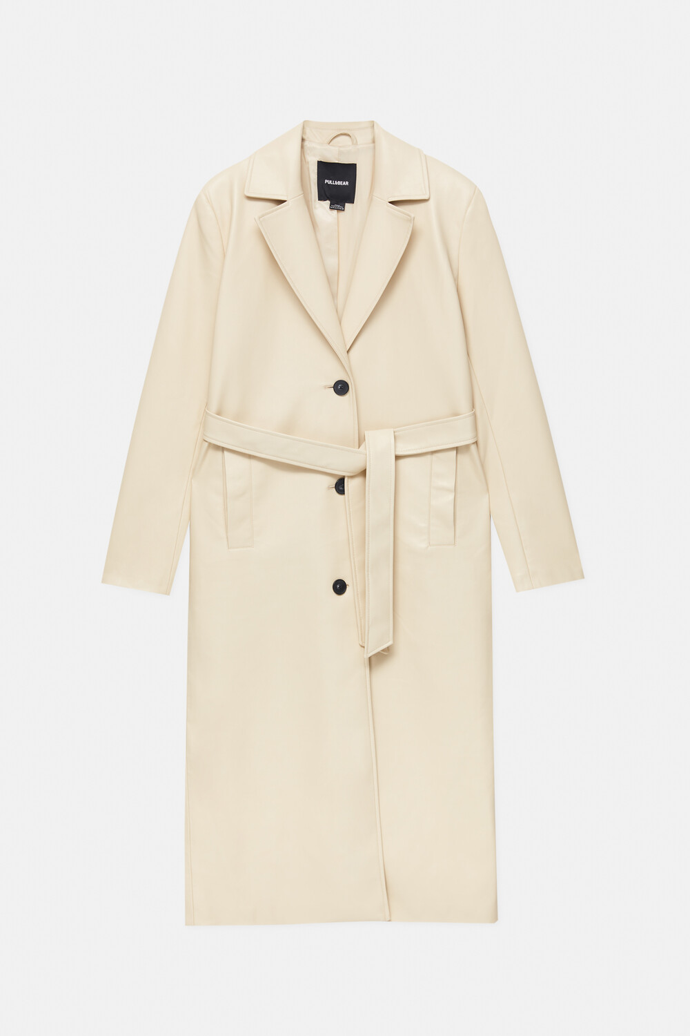 

Тренч Pull&Bear Buttoned Leather Effect, кремовый, Бежевый