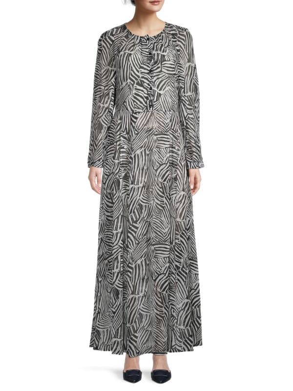 

Макси-платье Missoni с длинными рукавами и принтом под зебру, черный/белый