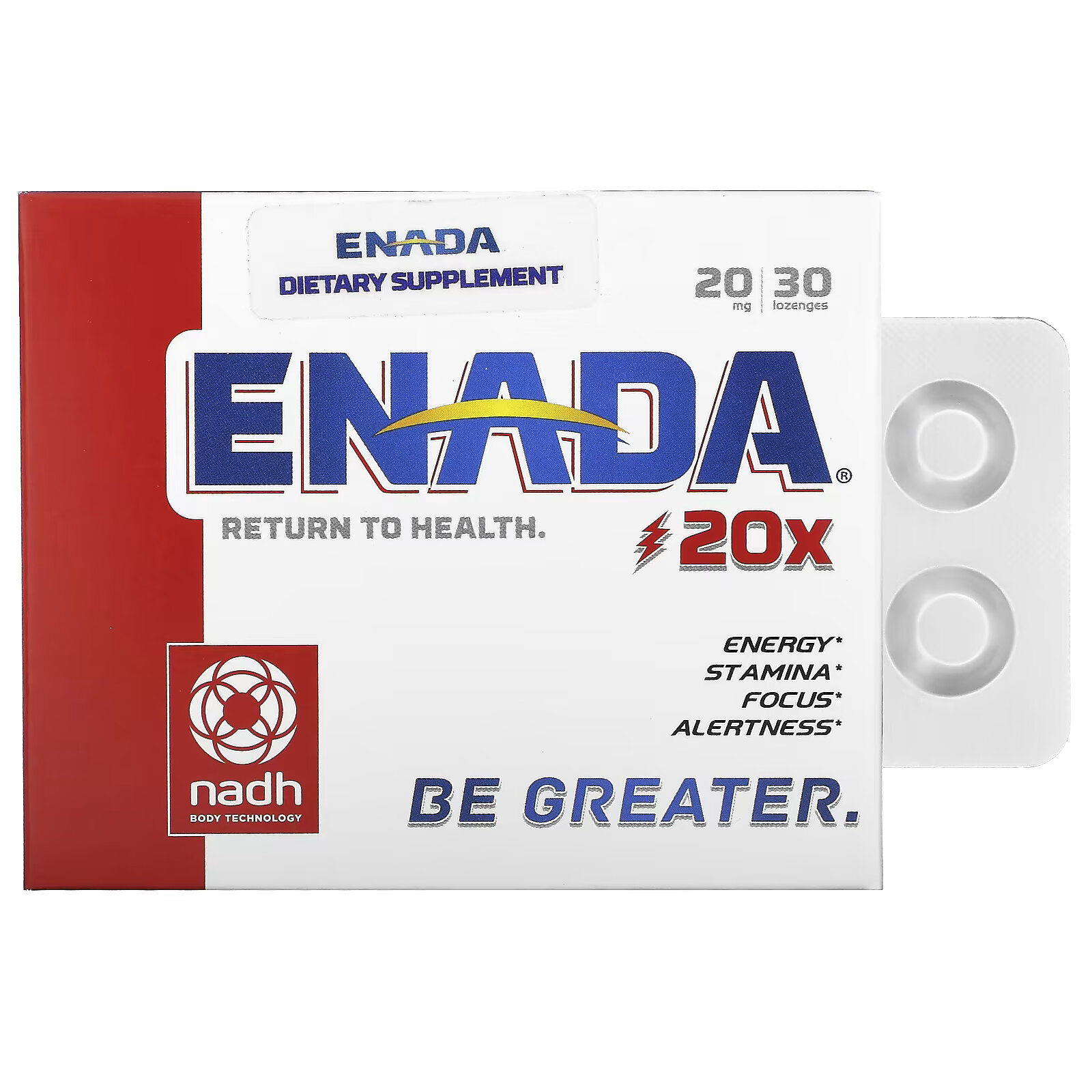 ENADA, 20x, 20 мг, 30 пастилок enada 5x 5 мг 30 таблеток