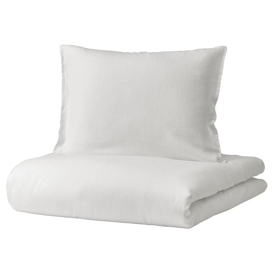 комплект постельного белья ikea sorgmantel 240x220 50x60 см белый зеленый Комплект постельного белья Ikea Dytag, 3 предмета, 240x220/50x60 см, белый