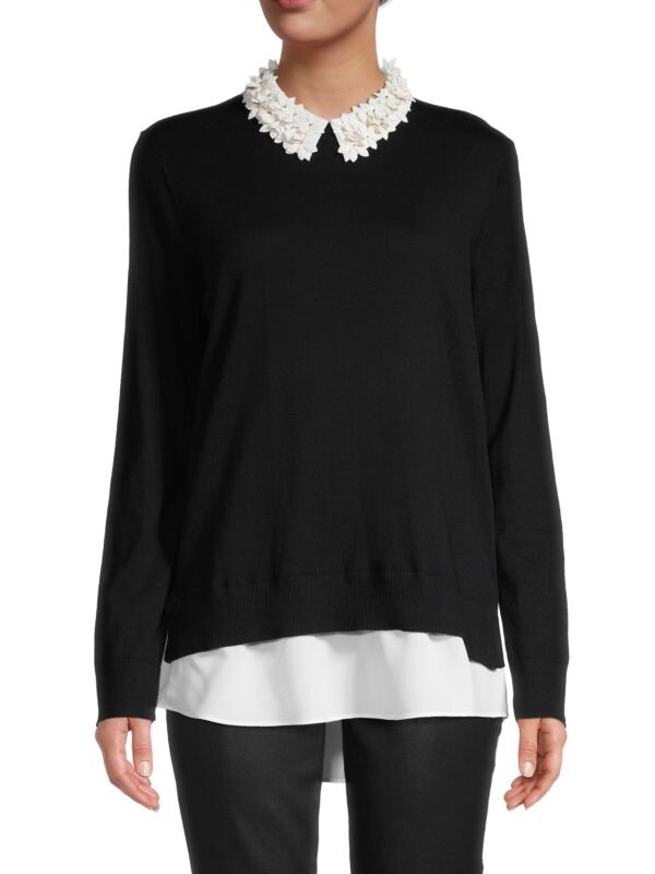 

Многослойный свитер с цветочным воротником Ted Baker London Black